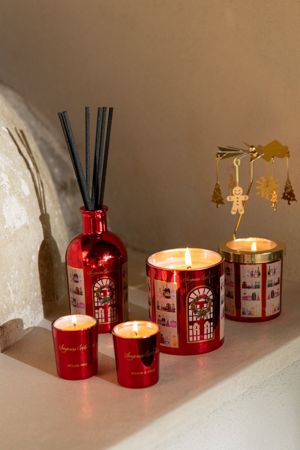 J-Line geurstokjes Surprise Window - Mulled Wine - glas - rood