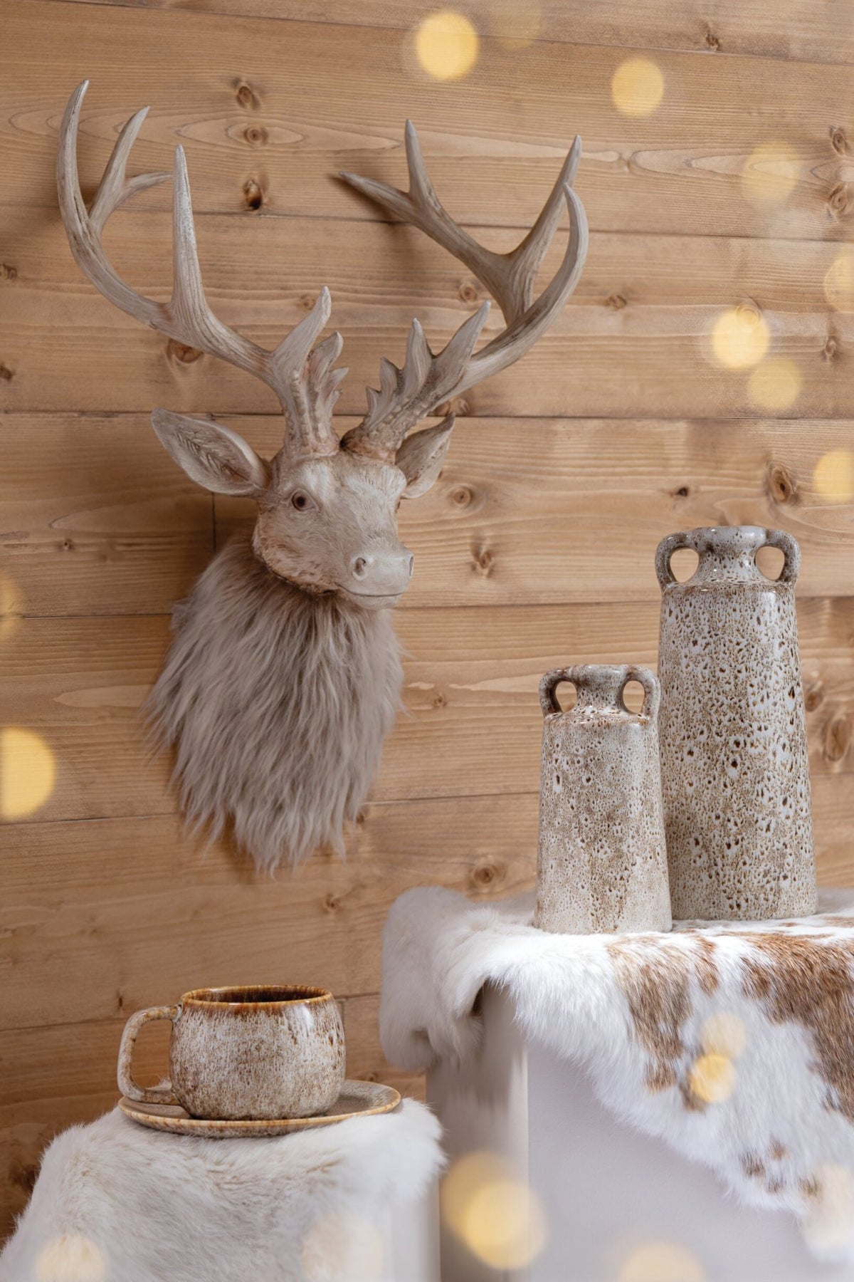J-Line wanddecoratie Hoofd - polyresin - lichtbeige - small