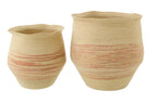 J-Line mand Gestreept - zeegras - naturel/oranje - set van 2