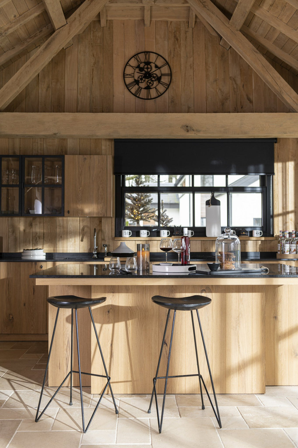 J-Line Barstoel Teak Hout/Ijzer Zwart