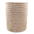 Luna-Leena mand hoog met gebroken witte strepen - jute & katoen - H30cm - hand gehaakt in Nepal