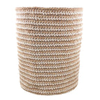 Luna-Leena mand hoog met gebroken witte strepen - jute & katoen - H30cm - hand gehaakt in Nepal