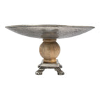 Dienblad op voet zilver hout h29 d55,5