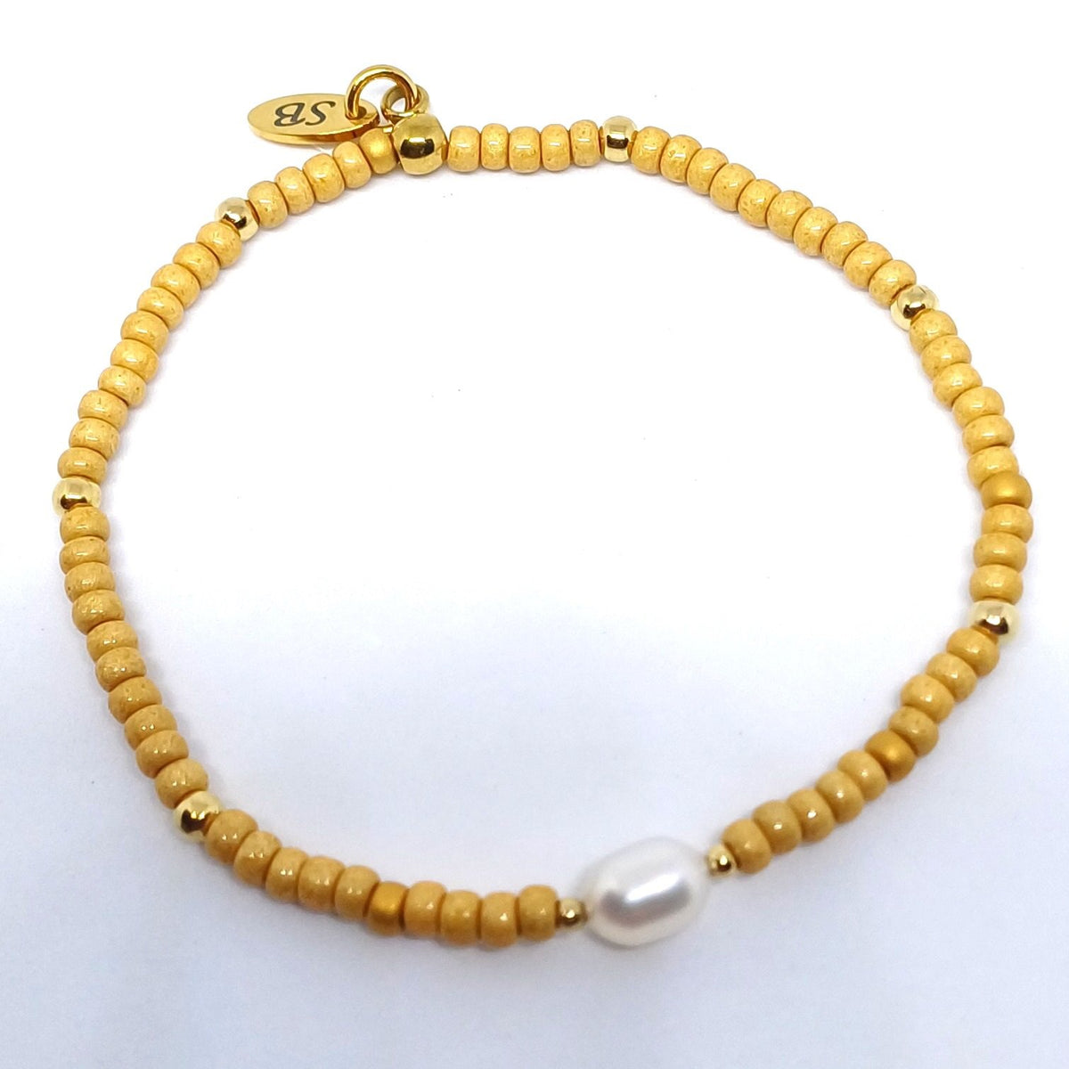 Miyuki stretch armbandje met zoetwaterparel