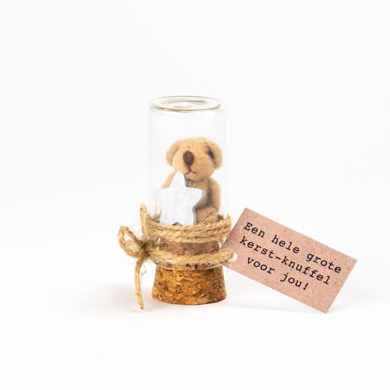 Beer grote kerstknuffel bruin