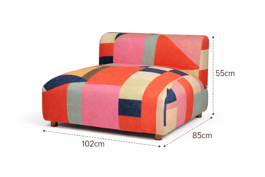Geometrisch katoenen vloerdagbed met armleuning, veelkleurig