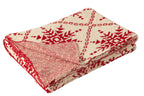 J-Line deken Sneeuwvlokken - katoen - wit/rood