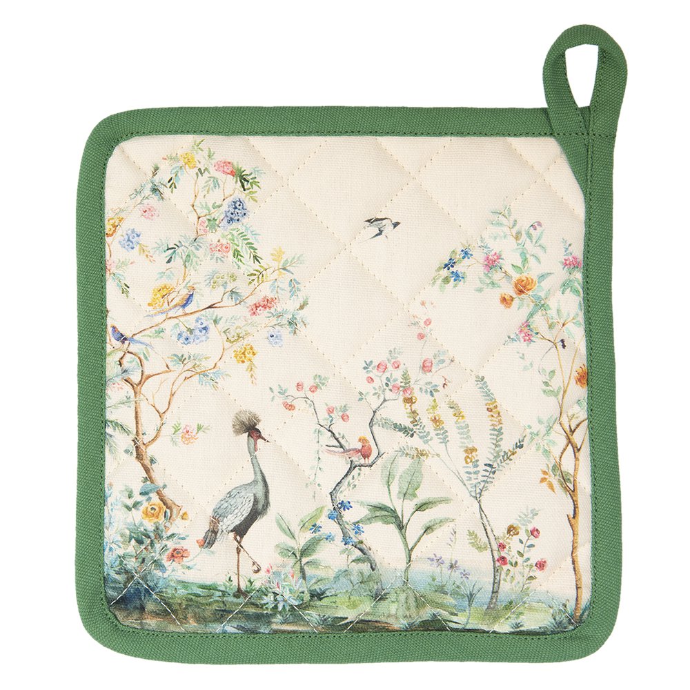 Pannenlap 20x20 cm Beige Katoen Tropisch Motief Afgiet Pannenlap