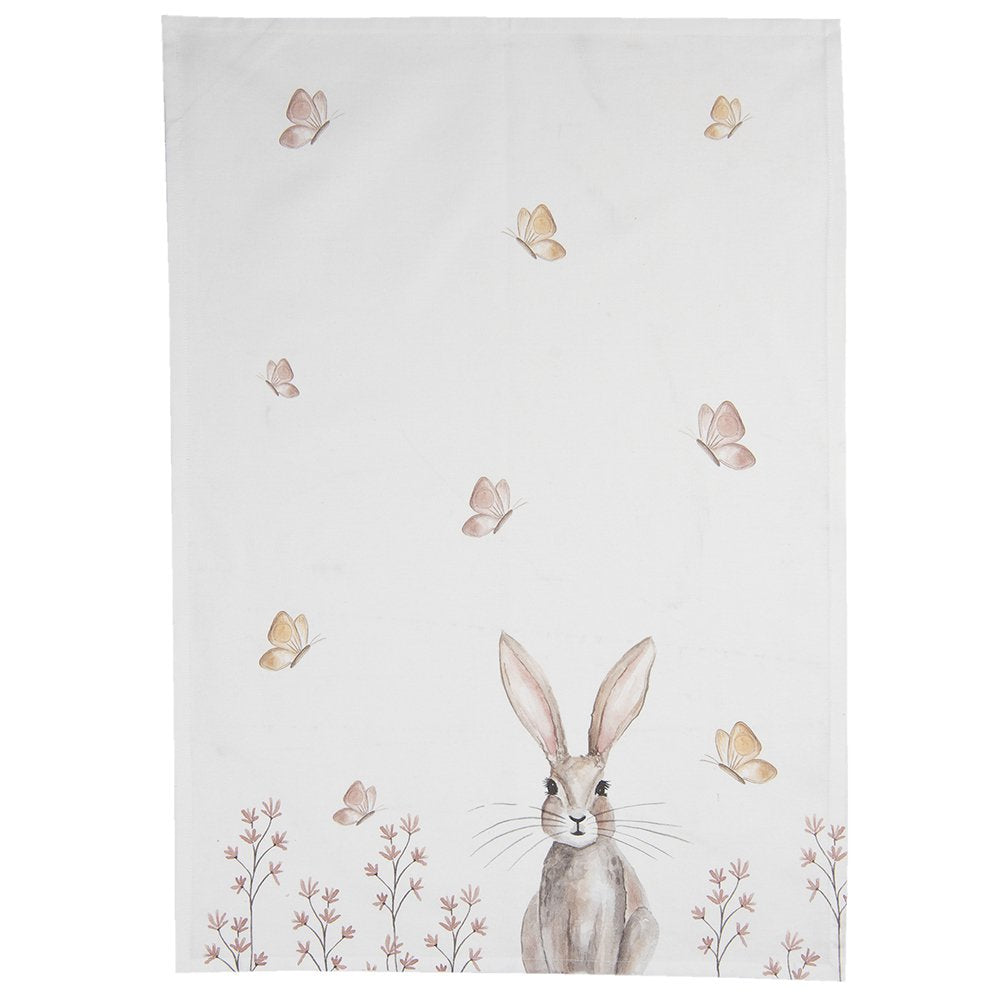 Theedoek 50x70 cm Wit Bruin Katoen Konijn Vaatdoek