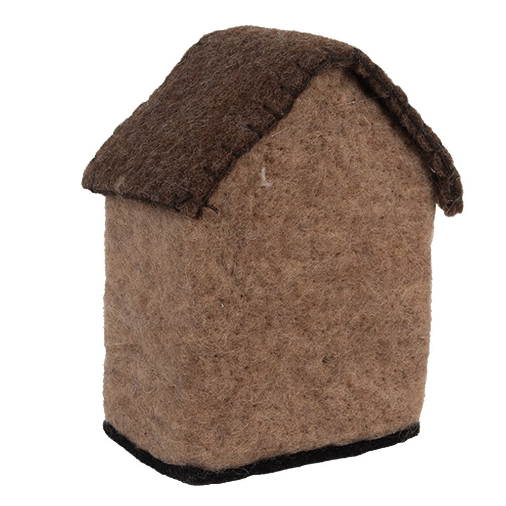 Decoratie Beeld Huis 12x7x14 cm Bruin Vilt