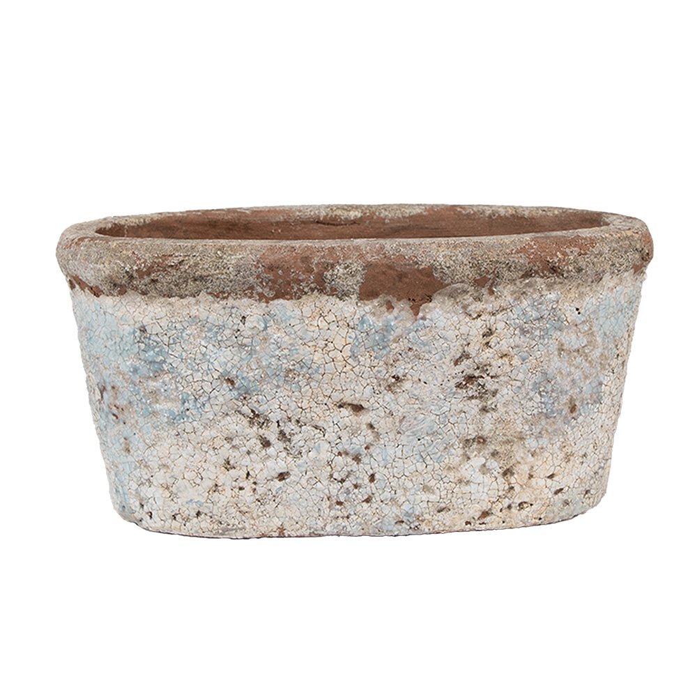Bloempot 19x11x10 cm Beige Blauw Terracotta