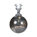 Decoratie bal hert antiek zilver 10cm