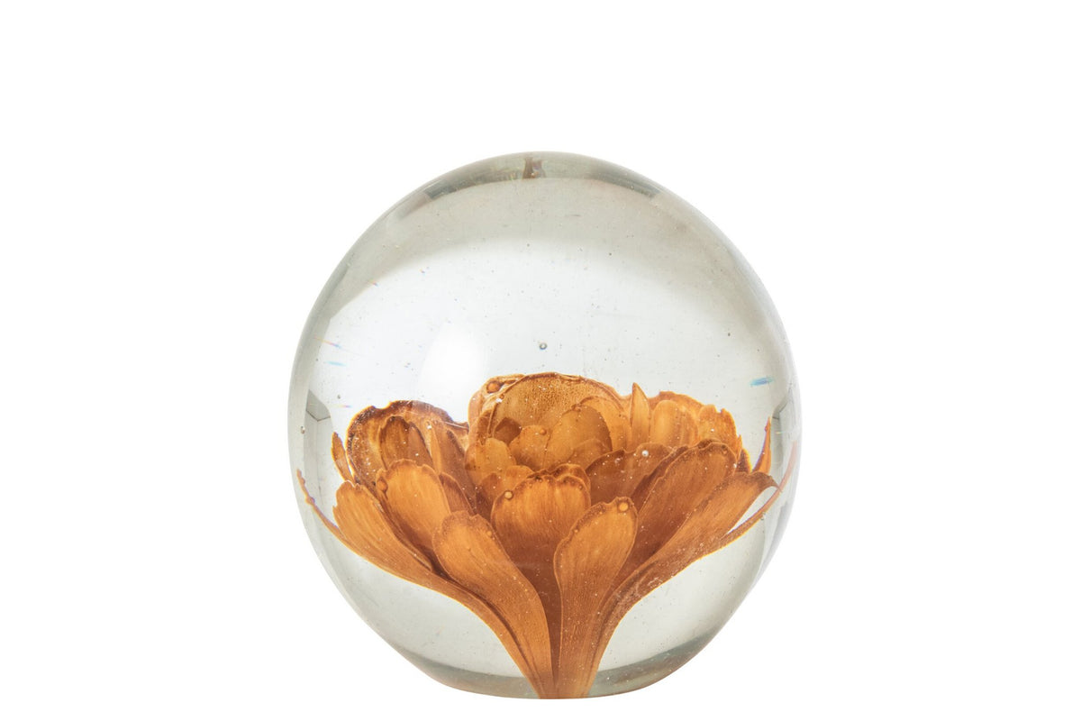 J-Line presse-papier Bal Bloemen - glas - brons - medium