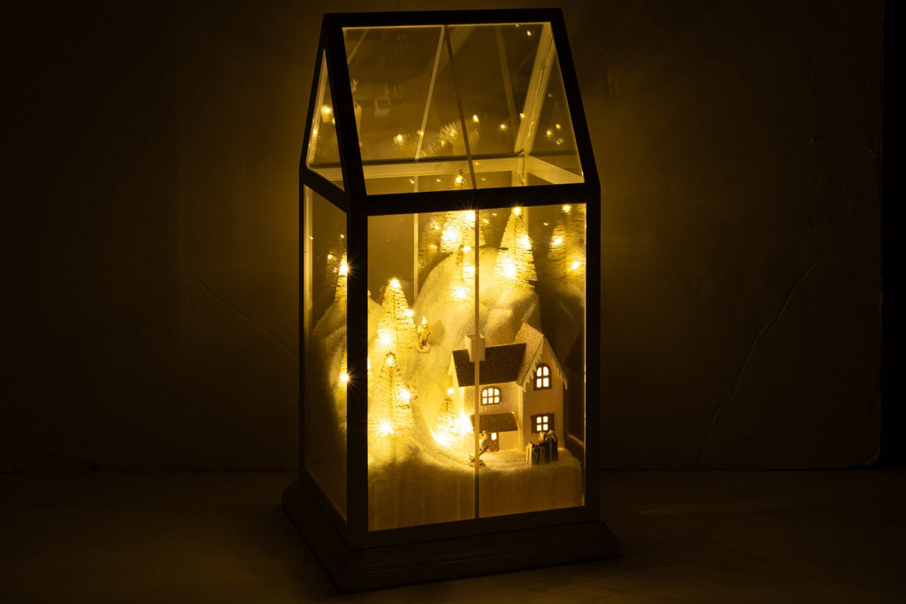 J-Line Ledkerstdorp - glas/synthetisch - wit/goud - small