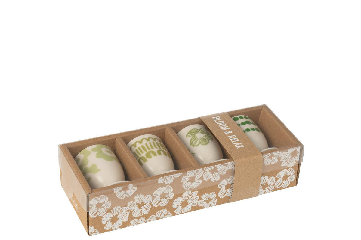 J-Line eierdopje In Doos - keramiek - groen - doos van 4