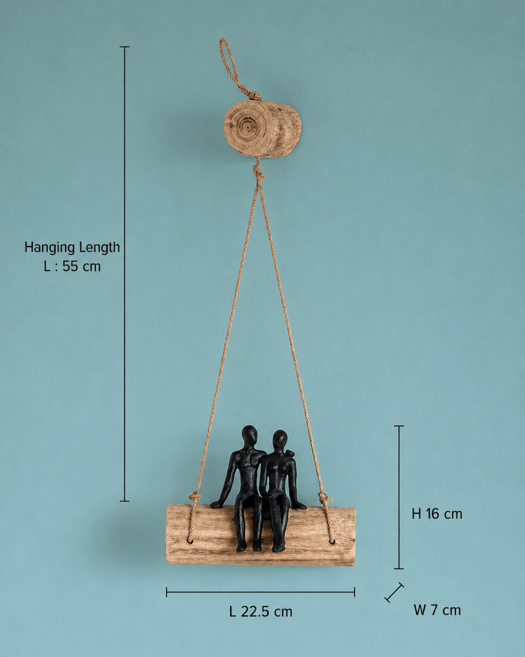 Wandbord | Teruggewonnen mangometaal | 22,5x7x16cm