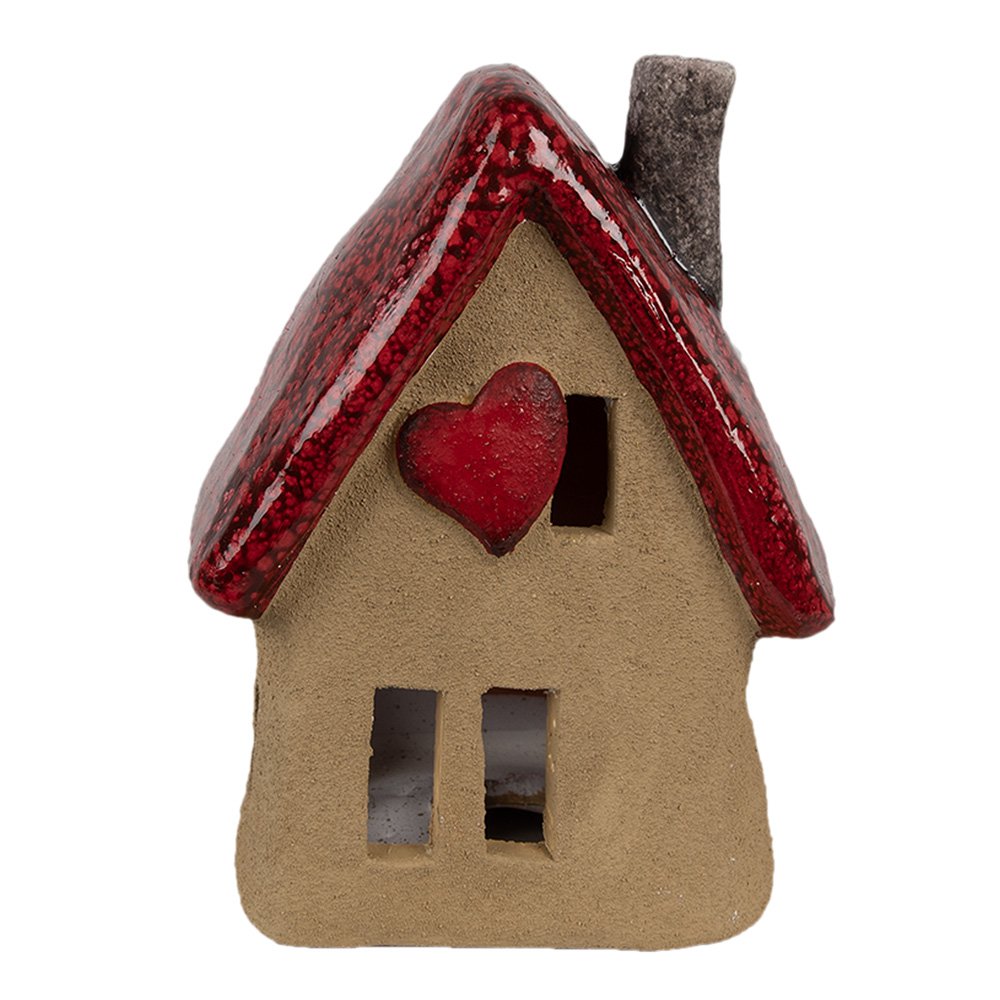 Decoratie Beeld Huis 12x9x16 cm Bruin Rood Keramiek