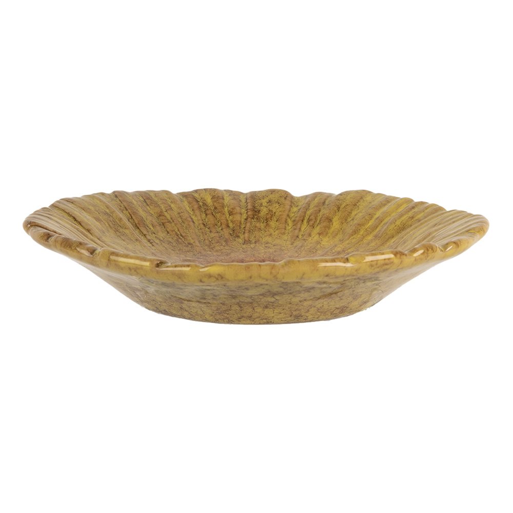 Decoratie schaal Bloem Ø 14x3 cm Geel Keramiek