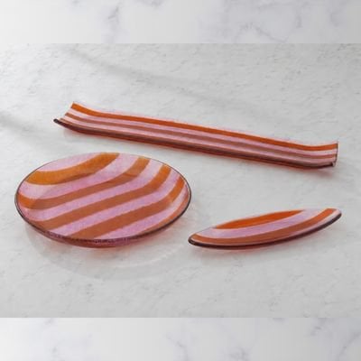 Artisano Platter Hand Klein 38x15 Magenta Strepen
