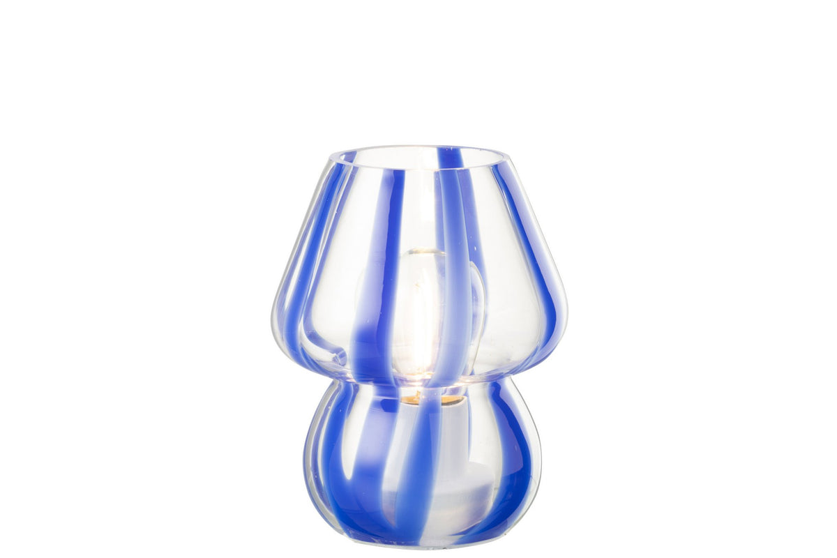 J-Line tafellamp Strepen - glas - transparant/blauw - small