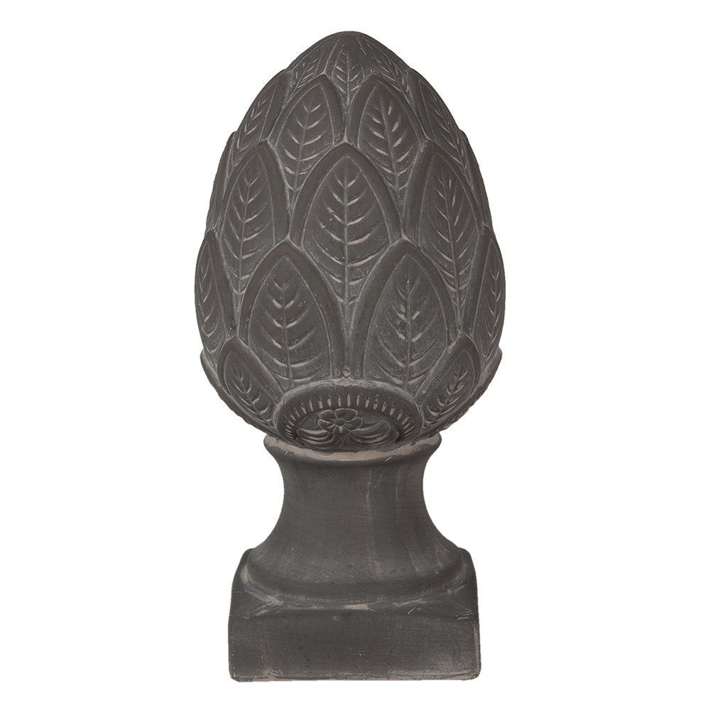 Beeld Dennenappel Ø 13x26 cm Grijs Steen Kerstdecoratie
