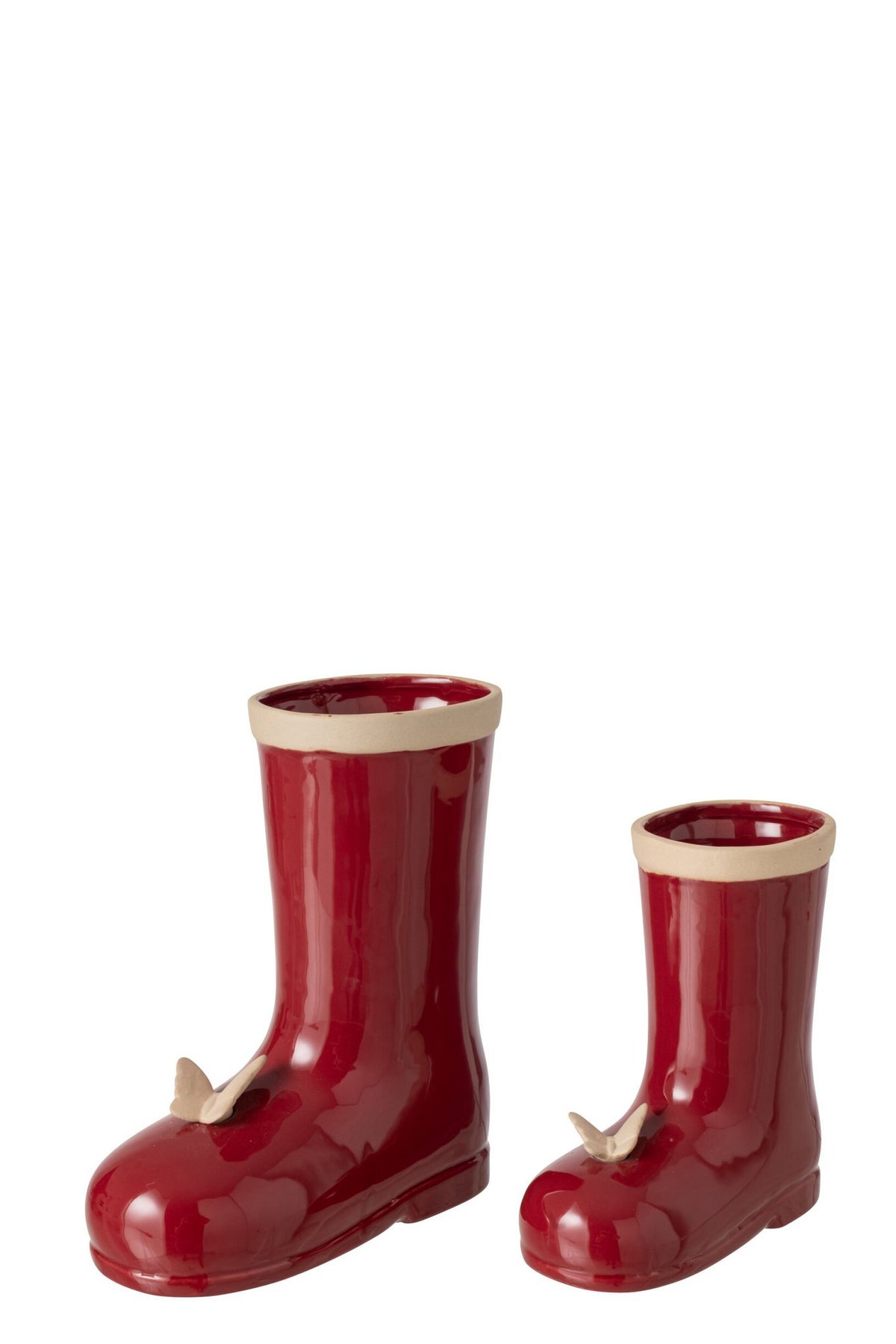 J-Line decoratie Laars - porselein - donkerrood - large