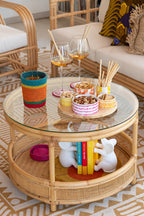 J-Line salontafel Jovelyne - rotan/glas - naturel