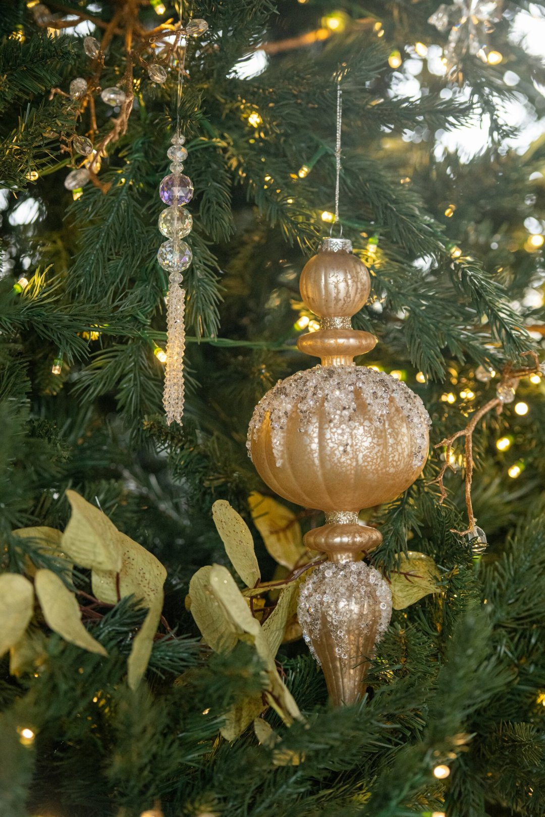 J-Line kerstbal Druppel Glitters - glas - goud