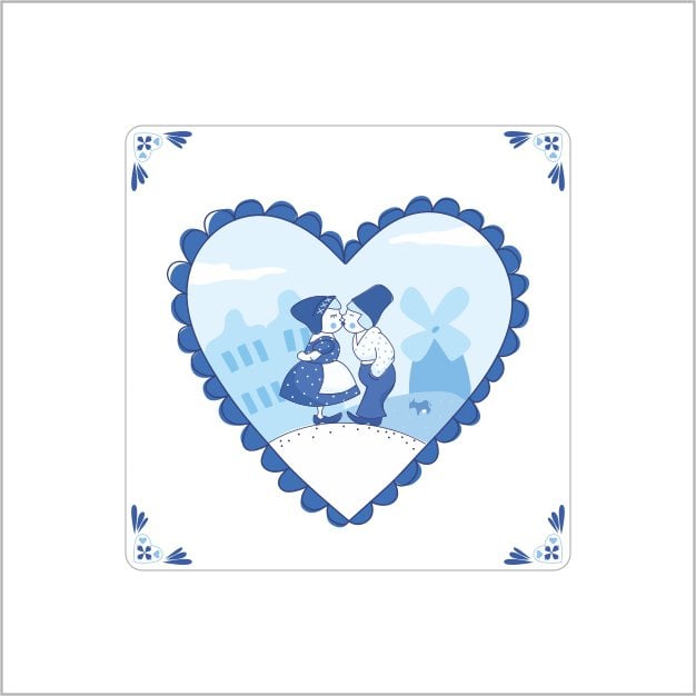 Wensetiket - delfts blauw – hart – 250 stuks