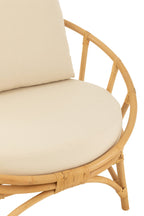 J-Line stoel + kussen - jute/textiel - naturel/wit