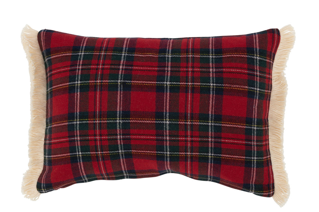 J-Line kussen Ruit Bonheur - polyester - rood/groen
