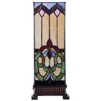 Tiffany Tafellamp 17x17x44 cm Beige Blauw Glas Tiffany Bureaulamp