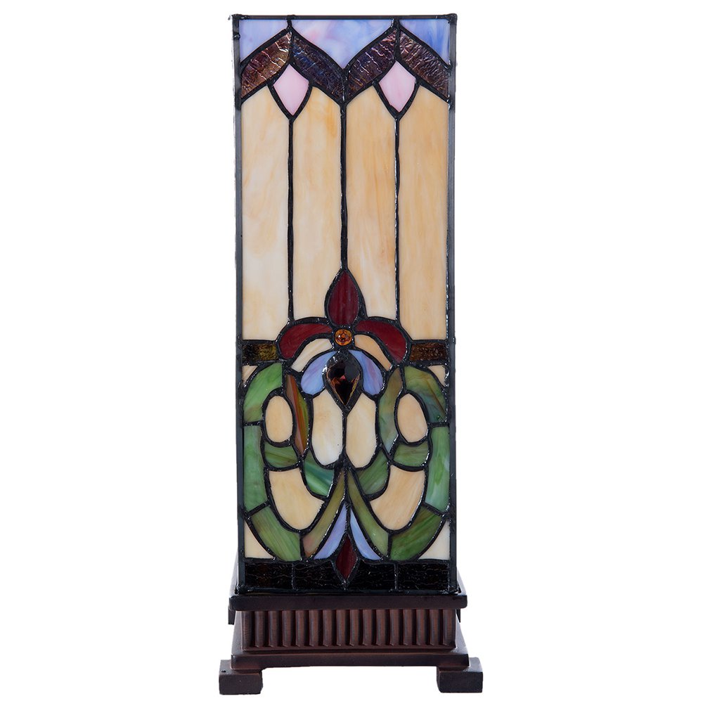 Tiffany Tafellamp 17x17x44 cm Beige Blauw Glas Tiffany Bureaulamp