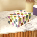 Geruite hars opbergdoos 7x5x3 Inch glanzend MDF-decor