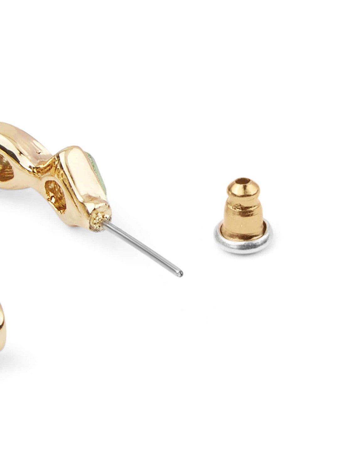 Eclectische stenen oorringen – mode-sieraden – goudkleurig, kunststeen verfraaid – 3 cm lengte