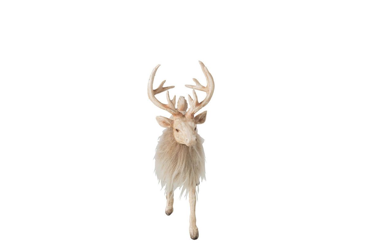J-Line decoratie Rendier - polyresin - lichtbeige - small