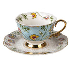 Kop en Schotel 200 ml Wit Blauw Porselein Servies