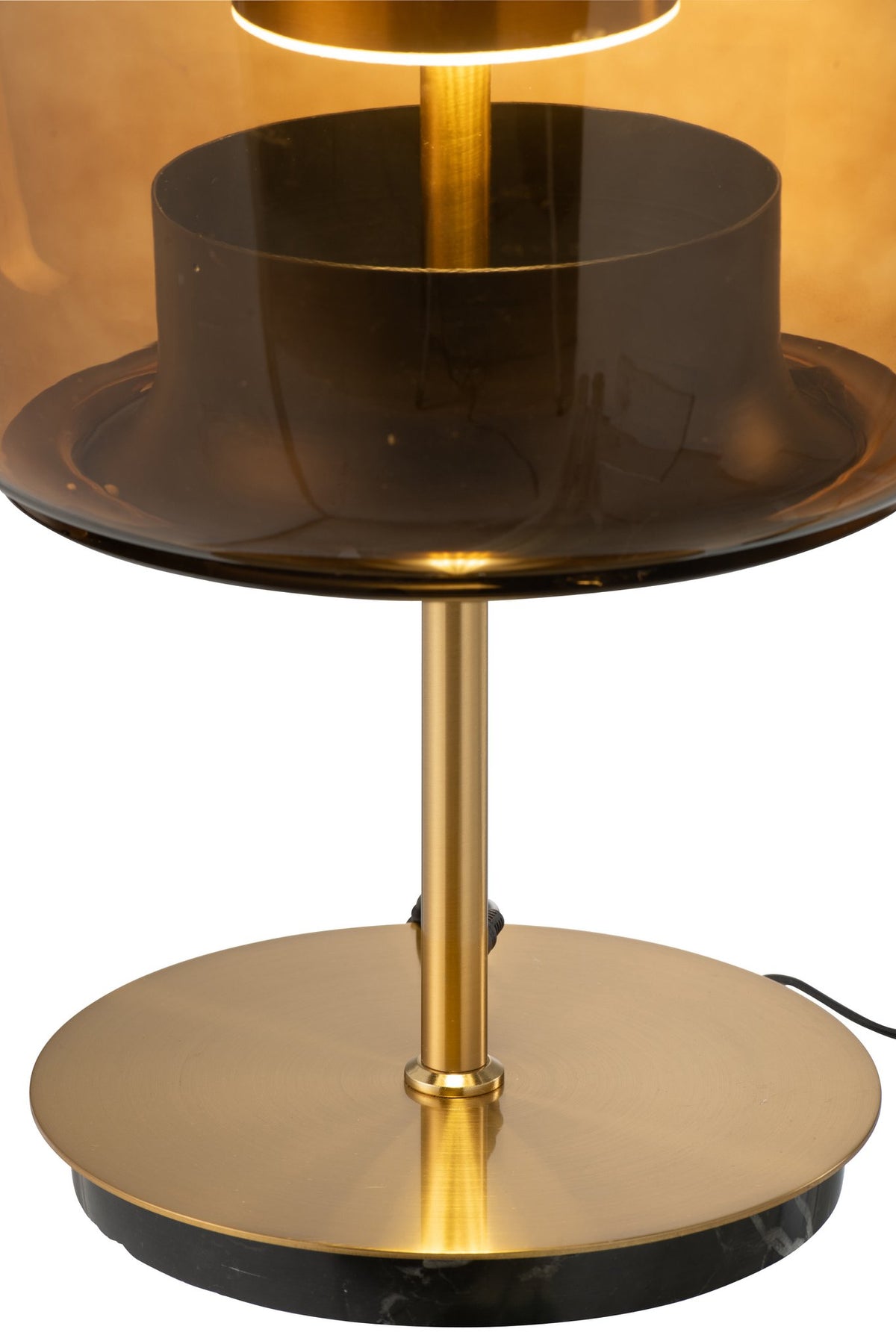 J-Line tafellamp - glas - bruin - LED lichtjes