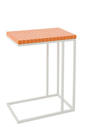 J-Line bijzettafel Rechthoek Geruit - ijzer - oranje/wit