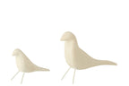 J-Line figuur Vogel Staand - hout - wit - set van 2