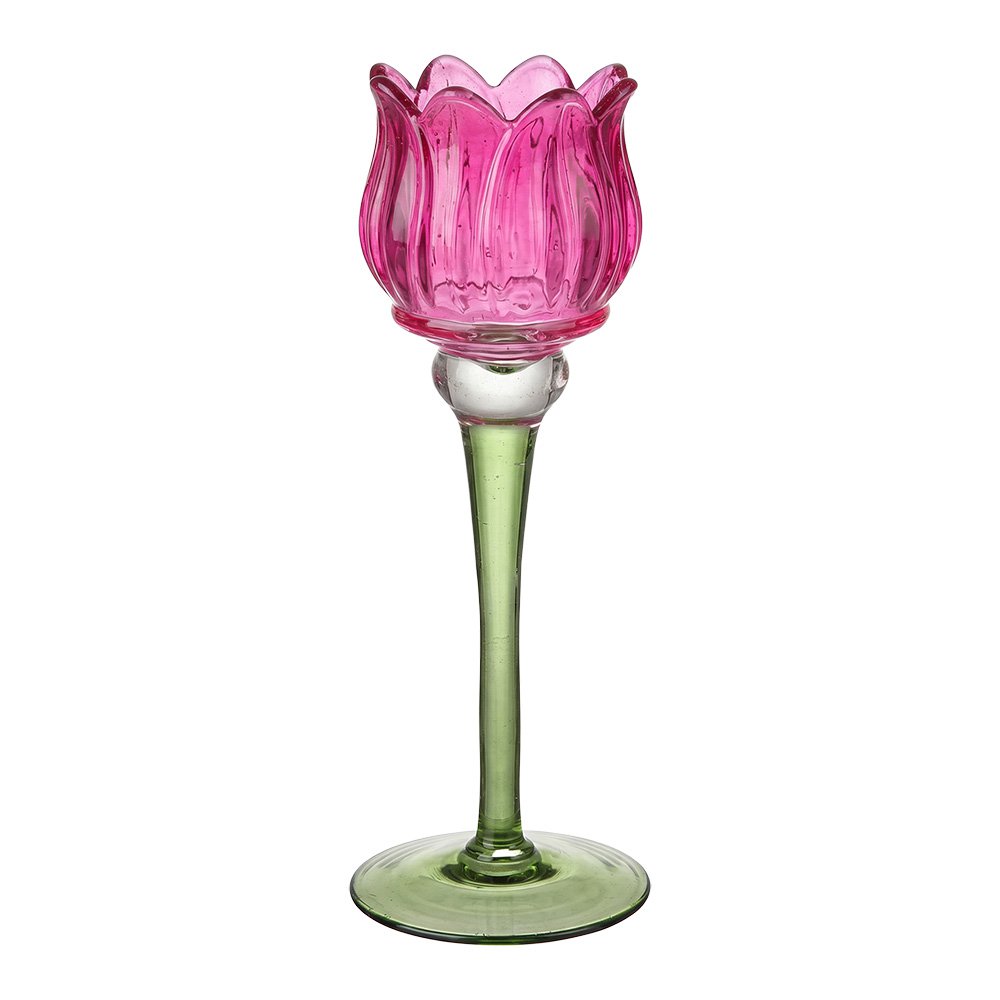 Waxinelichthouder Roze Glas