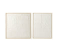 J-Line schilderij Gips - hout - wit - set van 2