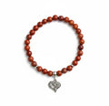 Dames armband rode Jaspis 6 mm met hart bedel