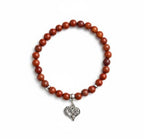 Dames armband rode Jaspis 6 mm met hart bedel