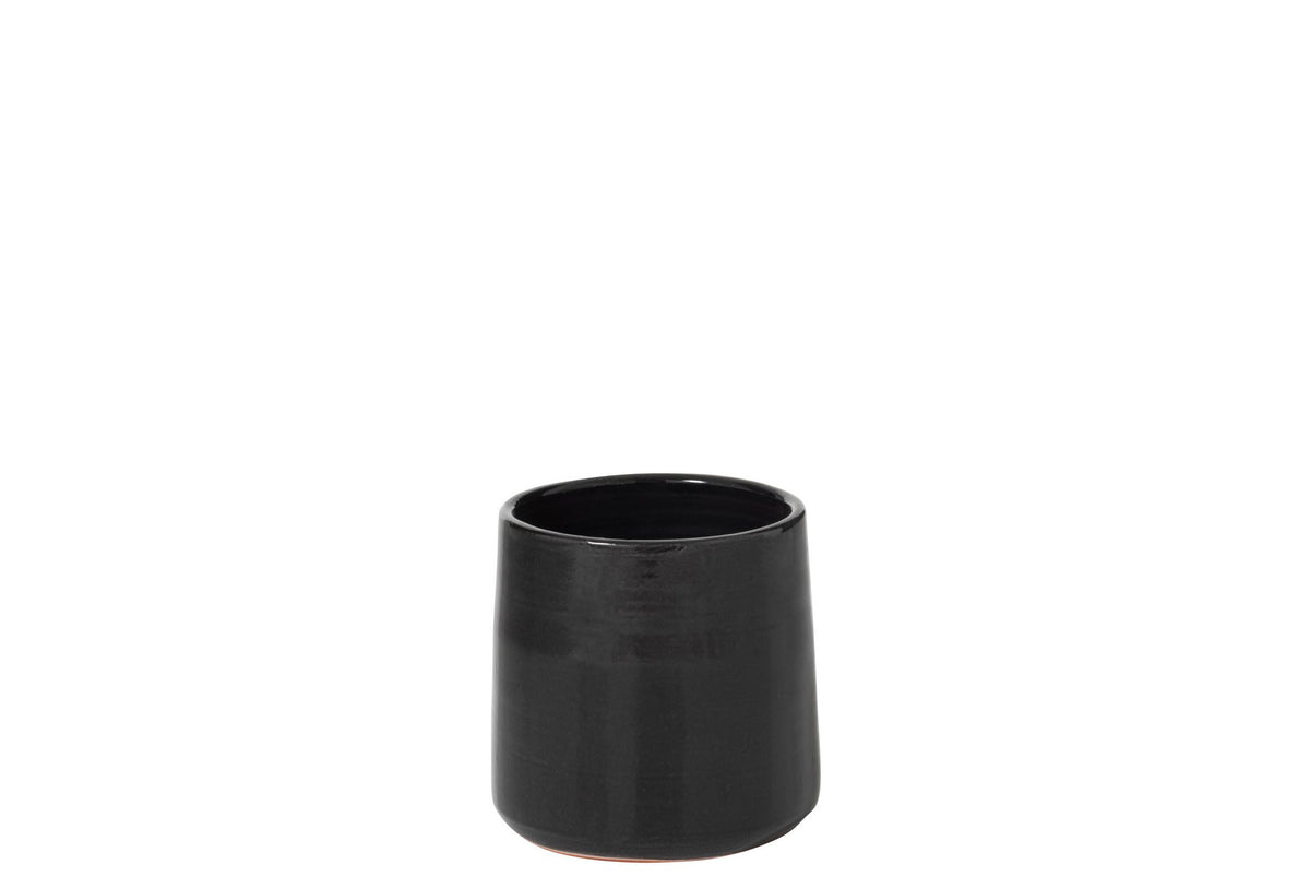 J-Line bloempot Rond - keramiek - zwart - small - Ø 18 cm