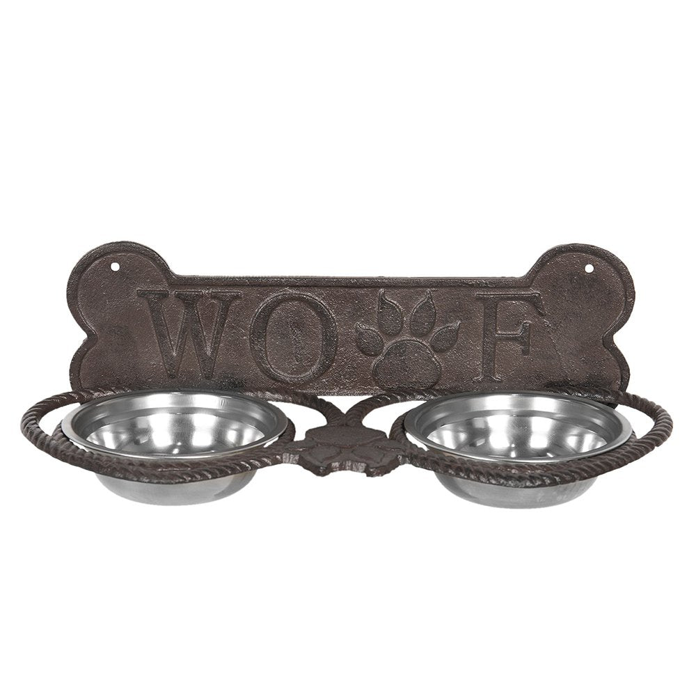 Voerbak hond 39x18x12 cm Bruin IJzer Hondenbot Voerbak Kat