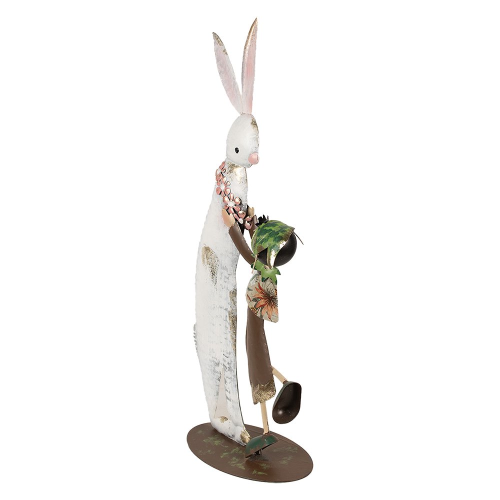 Decoratie Beeld Konijn 57 cm Wit Metaal