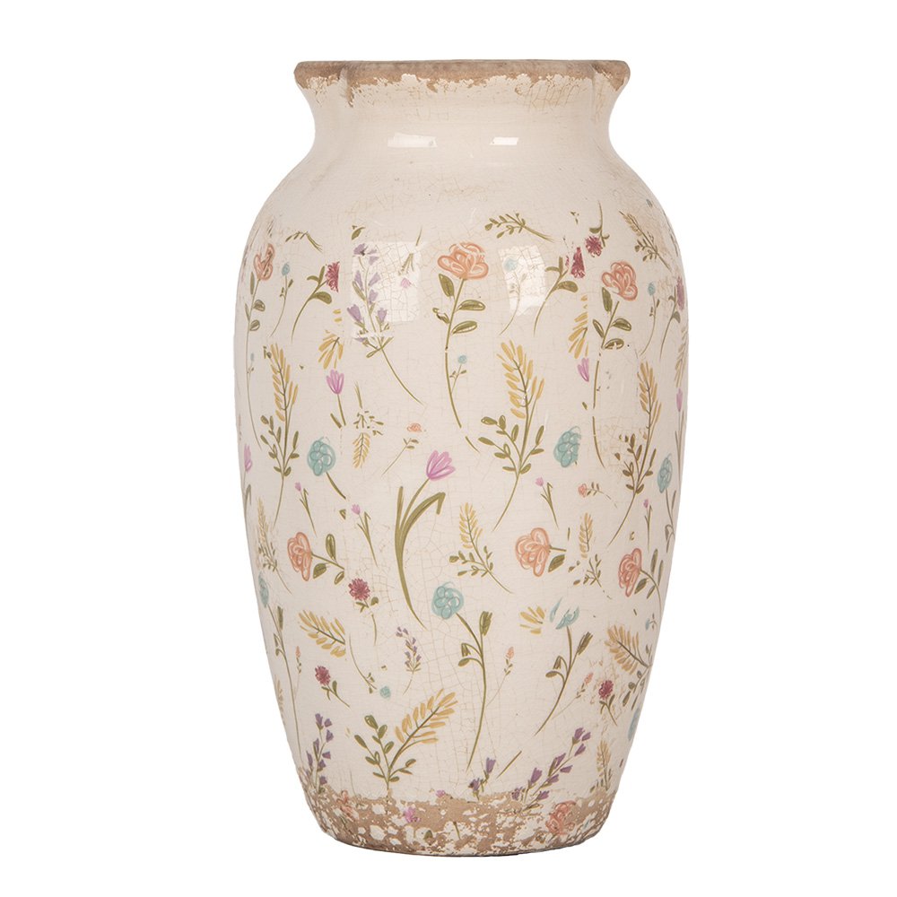 Vaas Ø 16x27 cm Beige Keramiek Bloemen