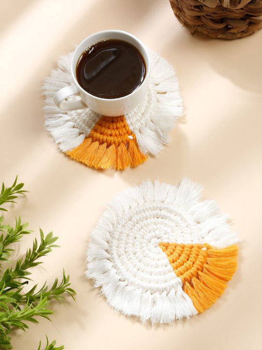 Decoratieve onderzettersset – geweven katoentextuur – 2-delig