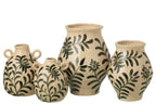 J-Line vaas Blad - steengoed - groen/wit - L